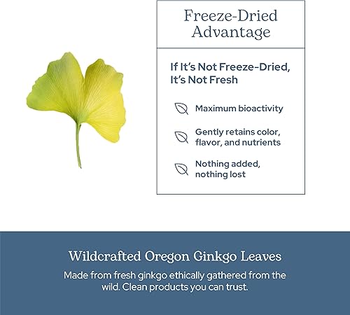Miniatura 5 de Eclectic Institute Ginkgo liofilizado crudo | Soporte circulatorio, apoya la función cerebral, la concentración y la memoria | 120 CT