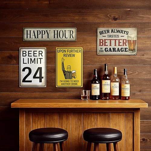 Miniatura 4 de Divertido letrero de bar o cueva de hombre, 12 x 8 pulgadas, letreros de cerveza de metal duraderos para decoración de pared para el hogar, bar,