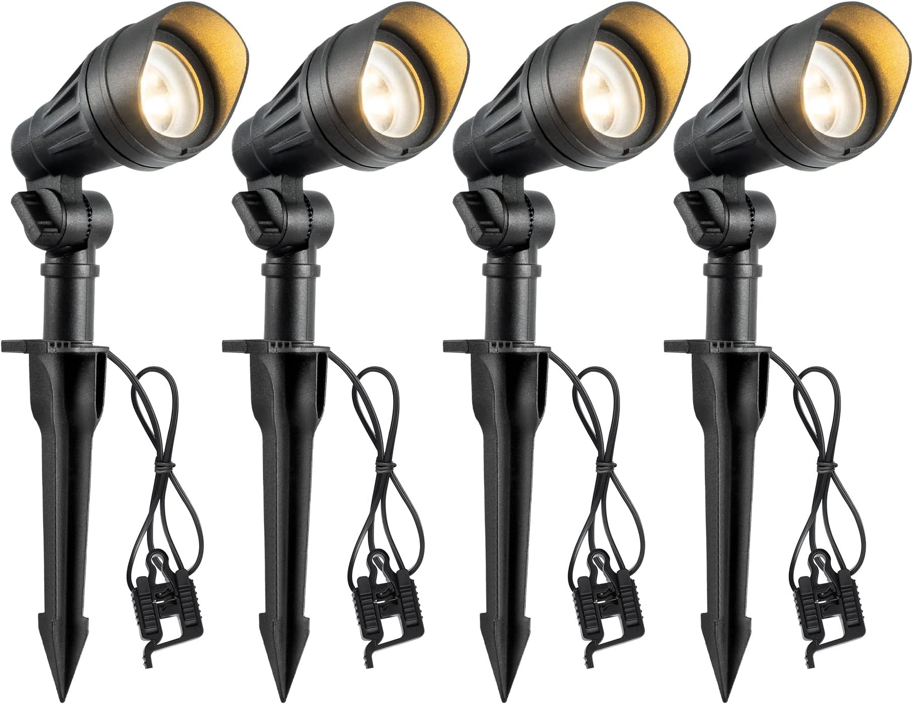 EDISHINE Low Voltage LED Landscape Lights with 35° Beam Angle, 3.2W 240LM 3000K Outdoor Landscape Lighting, CRI 80, Waterproof SpotLights for Trees, House, Yard, Garden, ETL Listed, 4 Pack