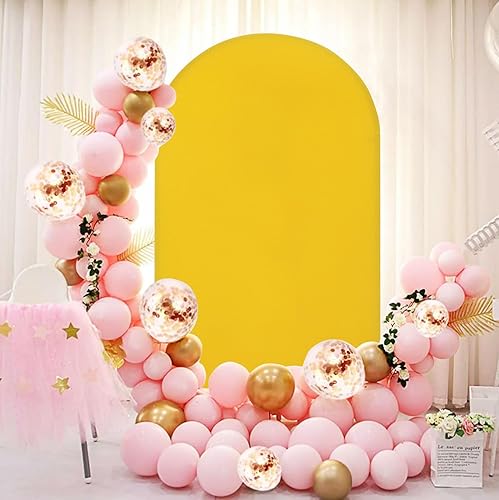 Miniatura 4 de FUHSY Cubierta de arco de boda, cubierta de arco de color dorado, tela de elastano de 4 pies para telón de fondo de arco, parte superior redonda,