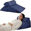 Bedluxe 3Pcs Orthopedic Bed Wedge Pillow Set, Foam Wedge Pillow Post Surgery for Back, Leg and Knee Support, Adjustable 9&12 Inch Folding Triangle Pillow for Sleeping, Acid Reflux, Snoring, Navy
