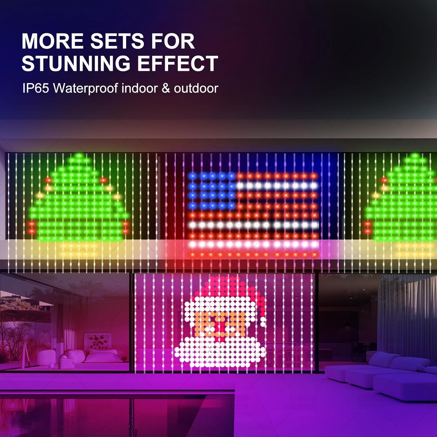 400LED Smart Curtain Lights with APP & Remote, 6.6x6.6ft USB Powered String Lights for Indoor Outdoor Christmas Decorations, Home, Party Decor