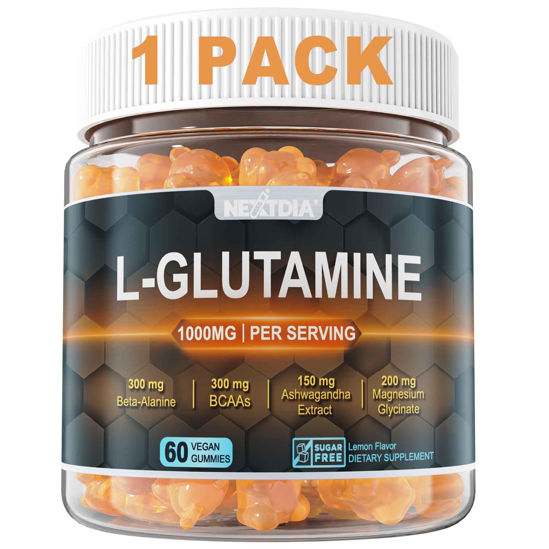 L-Glutamine 1000mg Gummies for Women & Men,Post-Workout Recovery Supplement 60 Count (Pack of 1)
