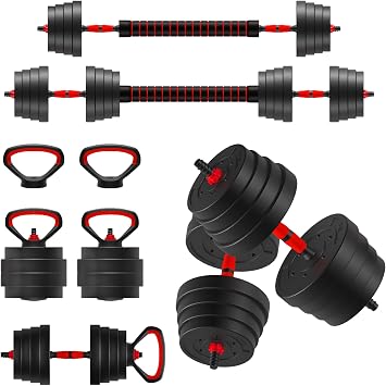 Adjustable Dumbbell Set 75/90 lbs Free Weight Set, 4 in1 Set Adjustable Weight Barbells, Suitable for Mens and Womens Kettlebells, Push Ups for Home Gym Fitness Exercises