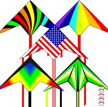 5 Pack Kites for Kids & Adults, Rainbow Butterfly Kite Delta Kites for Kids Age 4-8 8-12, Easy to Fly for Beginners, Easy to Assembled Colorful Kite for Beach Outdoor Toy Games & Family Trip
