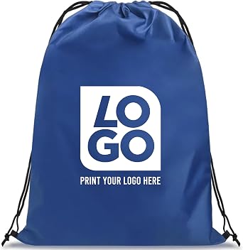 USMG Custom Drawstring Nylon Tote Bag with One-Color Imprint Personalized Logo or Design for Promotional Events