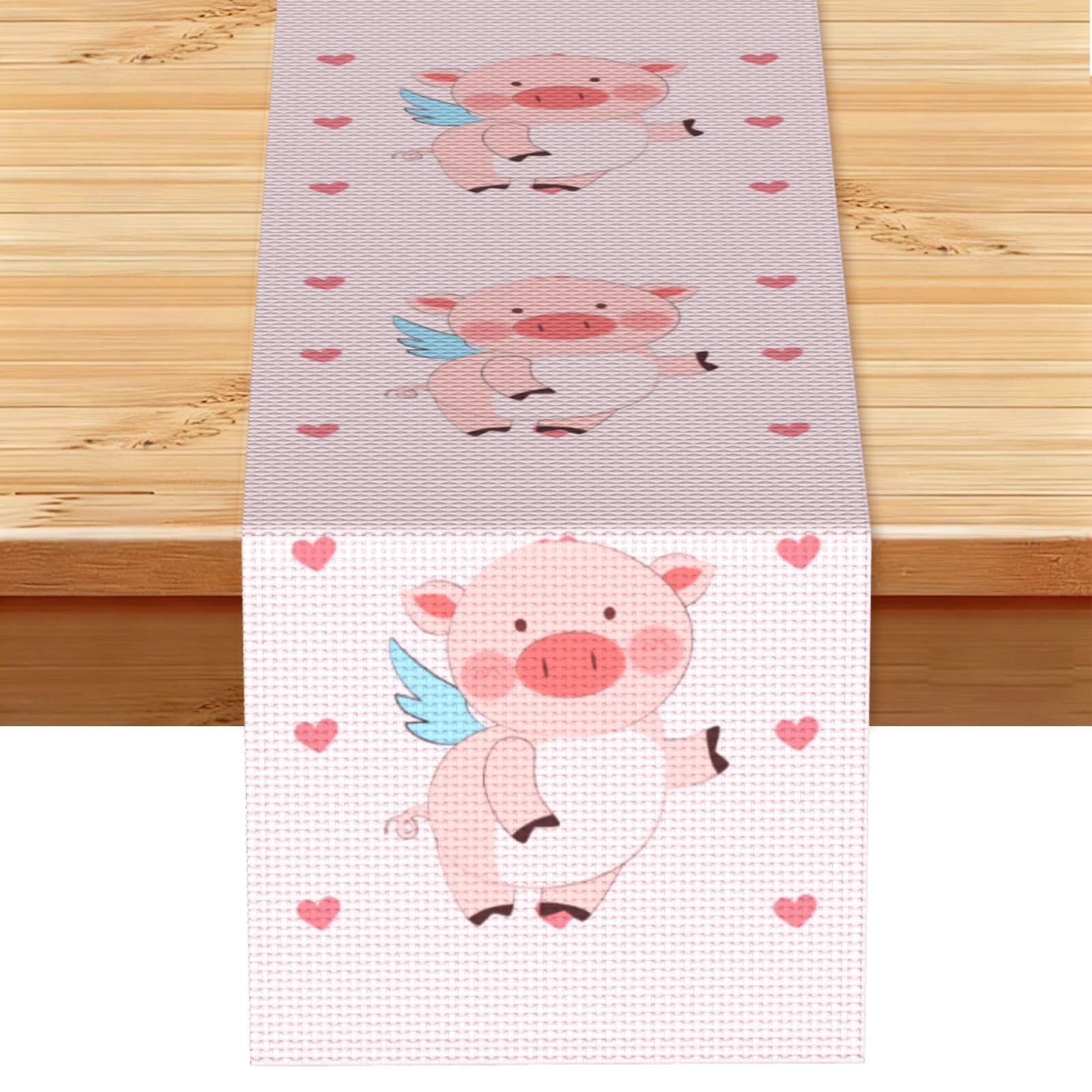 cartoon flying pig Table Runner 13x72 Inch Dining Decor