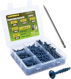 LIONMAX Pocket Hole Screws Assortment Kit, 45...,