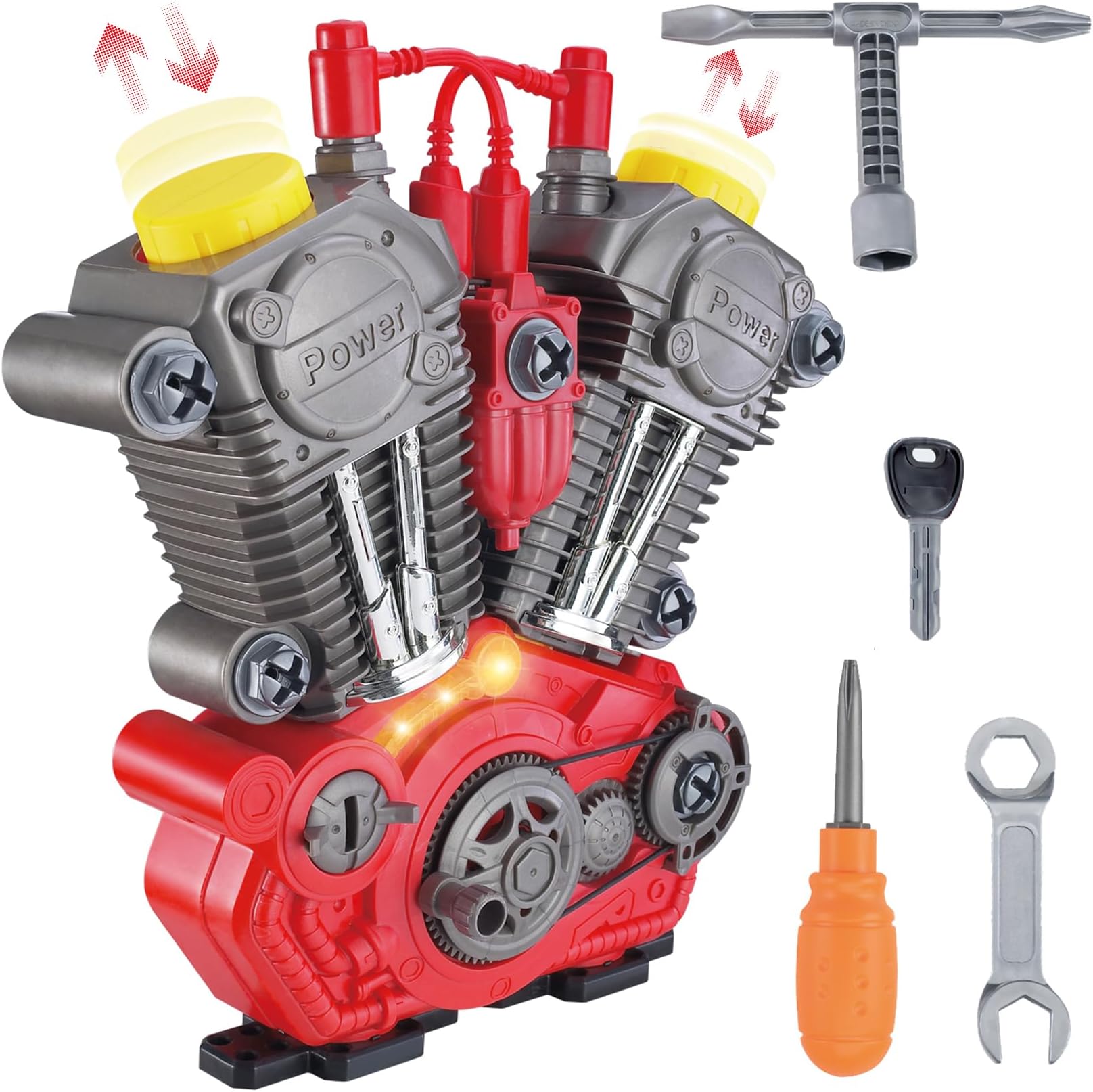 Take Apart Toys Engine Building Kit with Lights, Sounds & Over 20 COOL MECHANIC TOY TOOLS for Kids - Great for Children all Ages - #1 Best Boys Toys Gifts for Boys Idea ! - Hours of Educational Fun!