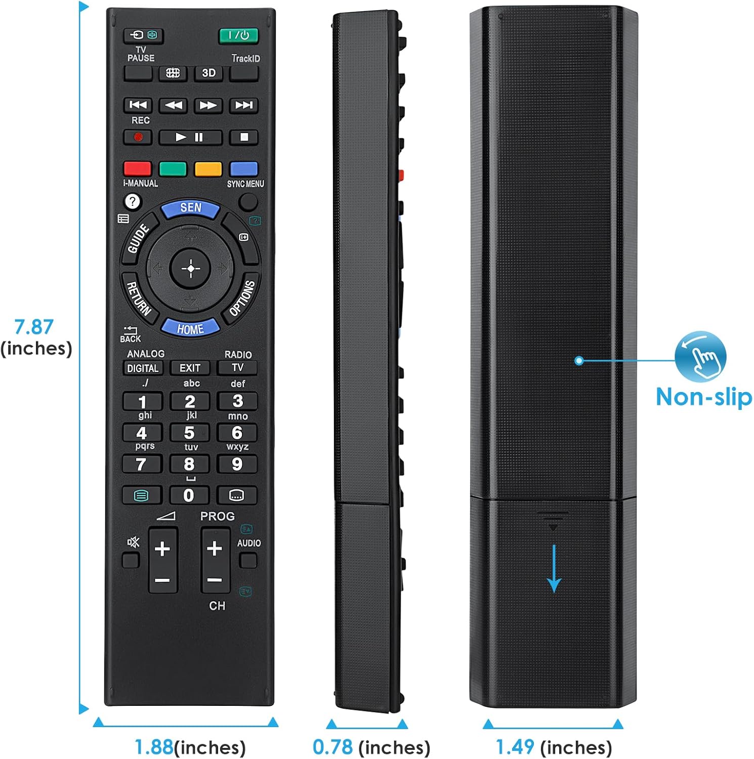 Dimensions of the Angrox Universal Remote Control