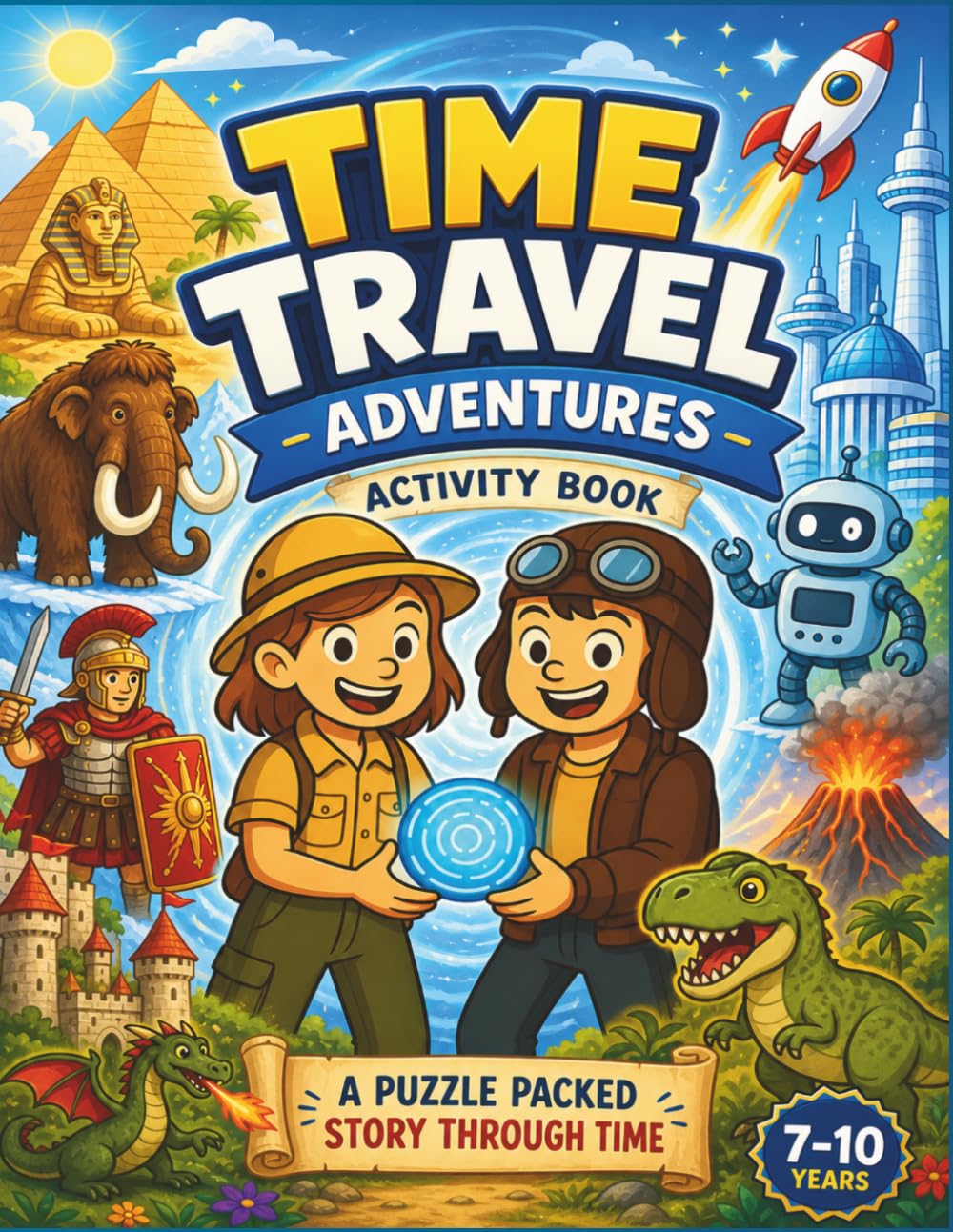 Time Travel Adventure Activity Book: A Time-Travel Story Packed with Adventurous Quests, Learning, and Fun Activities