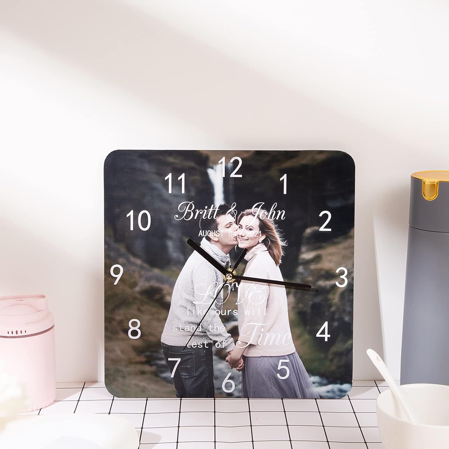 Personalized Photo Wall Clock for Girlfriend Boyfriend Mother 10' Custom Picture Time Clock Home Decor Gift for Friend Family Wedding