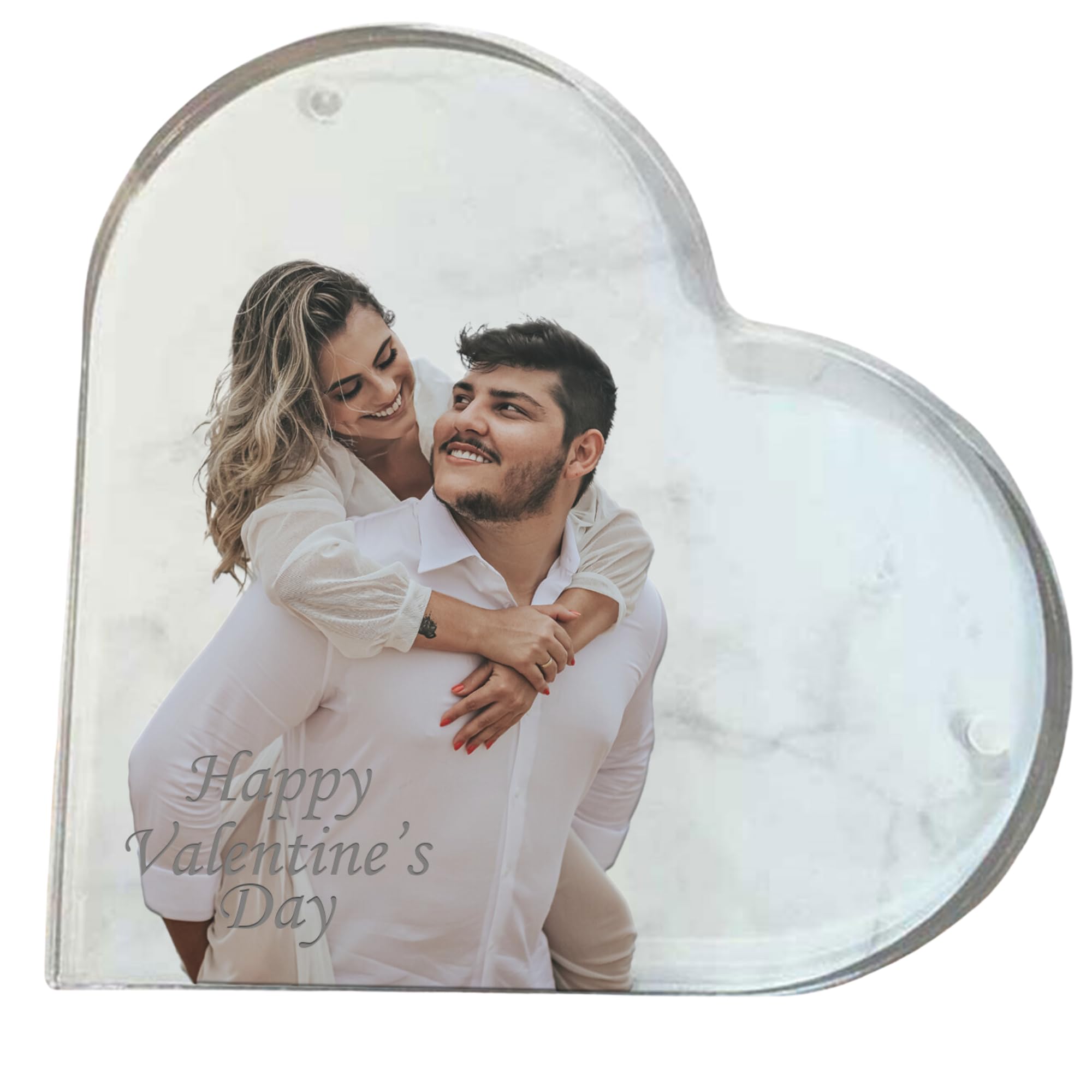 Personalised Acrylic Magnetic Heart 5x5 Photo Frame - Frameless Glass Picture Display with Magnets for Fridge, Shelves, or Desk - Ideal for Birthdays, Christmas and any other special occasion
