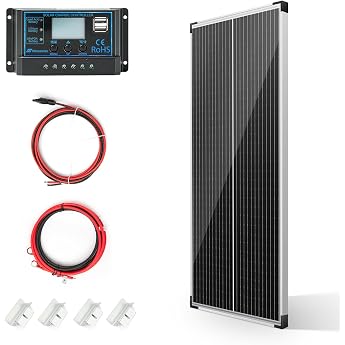 Nicesolar 100 W Solar Panel 12 V Monocrystalline Solar Panel Kit, 100 Watt Solar Panel with 20 A Charge Controller for Mains-