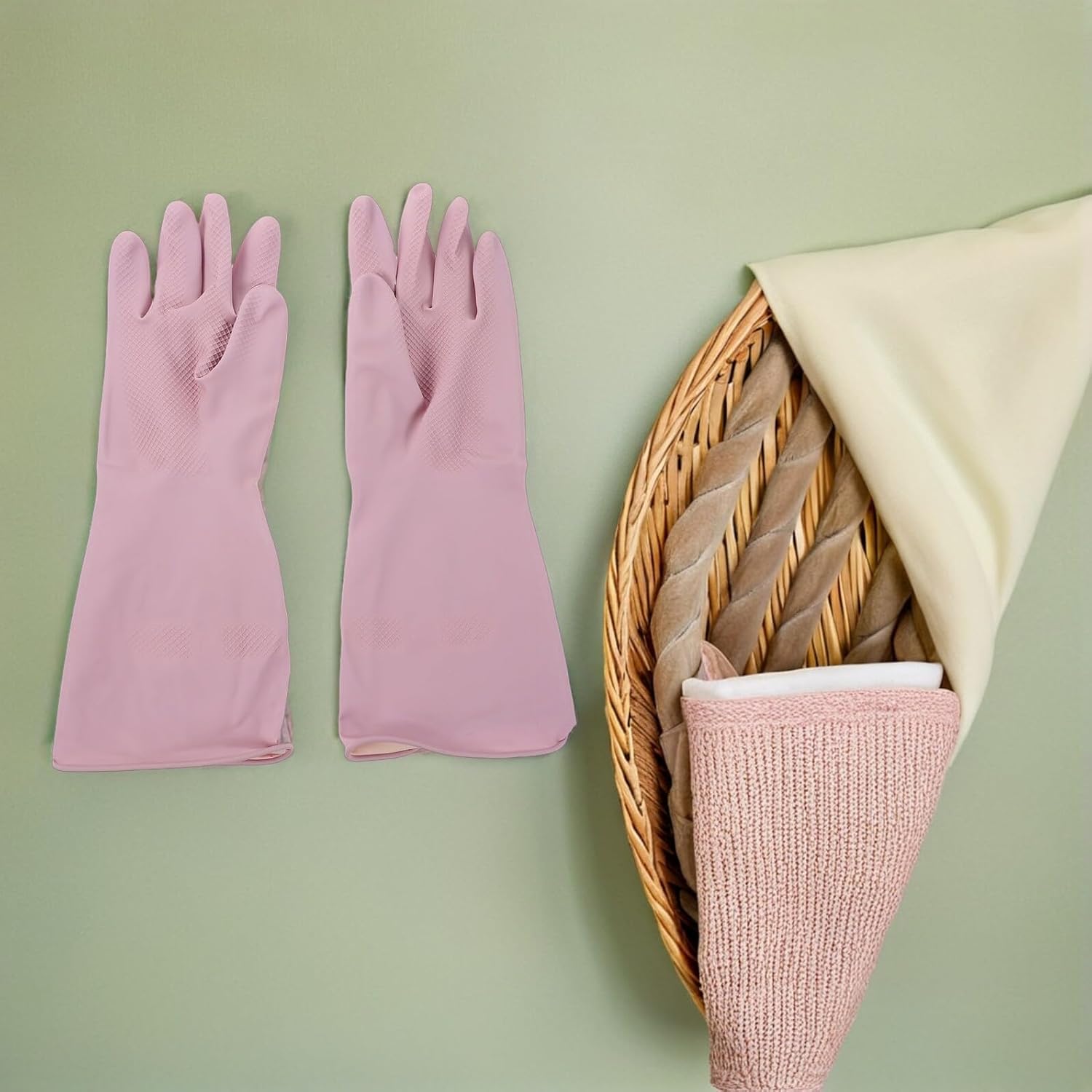 PATKAW Reusable Latex Cleaning Gloves for Dishwashing and Laundry Waterproof Household Gloves 4-pair Set Medium Size for Kitchen and Bathroom Cleaning