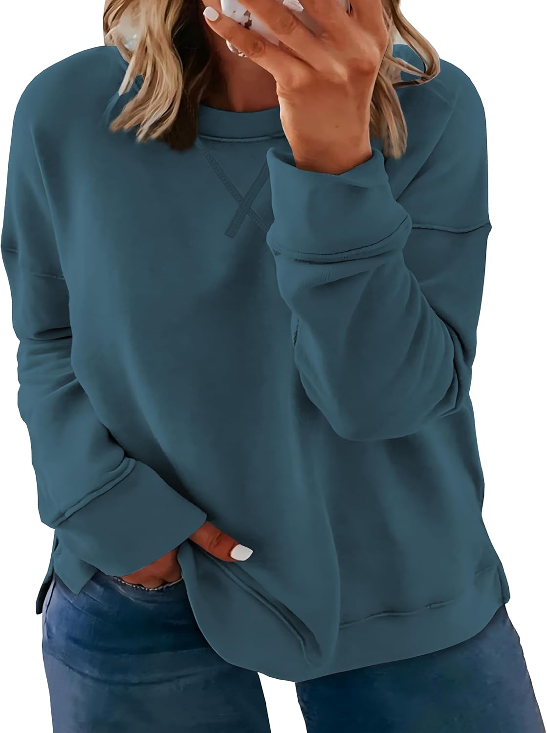 Women's Plus Size Casual Crew Neck Sweatshirt Soft Long Sleeve Pullover Tops XL-5XL