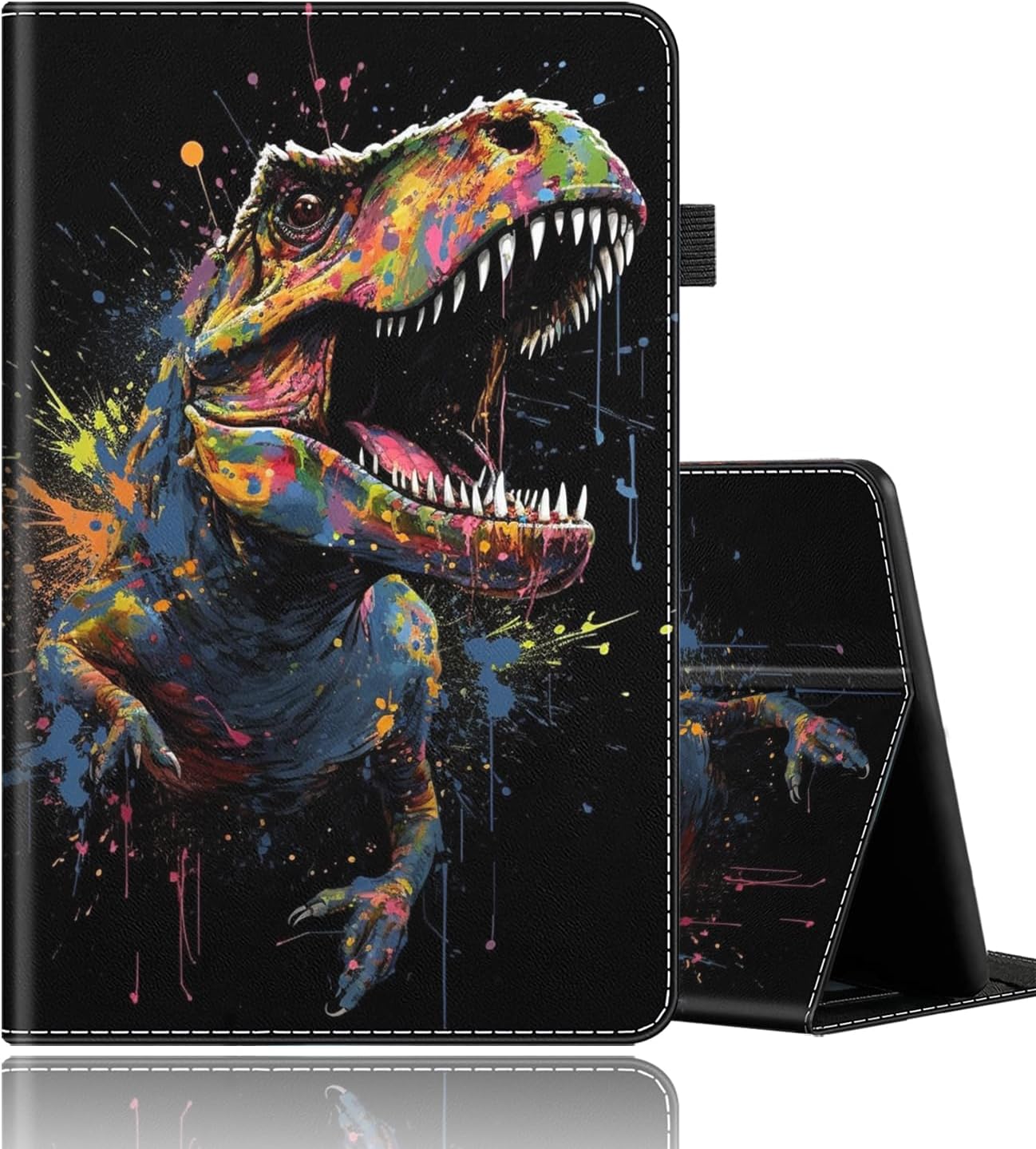 Case Fits All-New Amazon Kindle Fire HD 10 & 10 Plus Tablet (13th/11th Generation, 2023/2021 Release) 10.1", Durable Shockproof Protective Cover with Auto Wake/Sleep，Watercolor Dinosaur