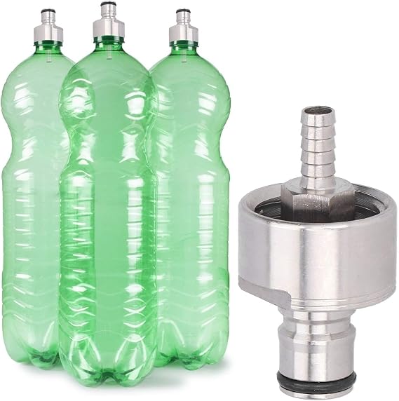 Stainless Steel Carbonation Cap, 2 PCS Ball Lock Keg Post 0.3in Beer Line Nipple Barb and CO2 Coupling for Soda Drink Bottle Filling Cap with O Rings (1 piece)