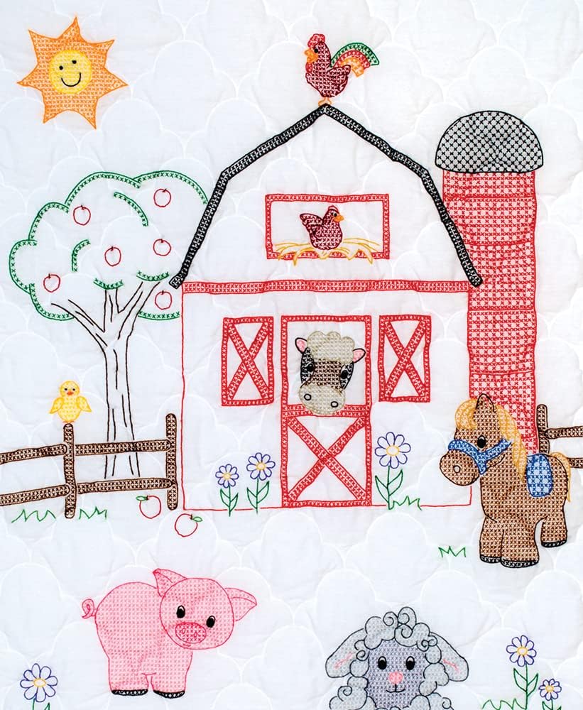 Jack Dempsey Crib Quilt Tops WH FRNDS, Farm Friends