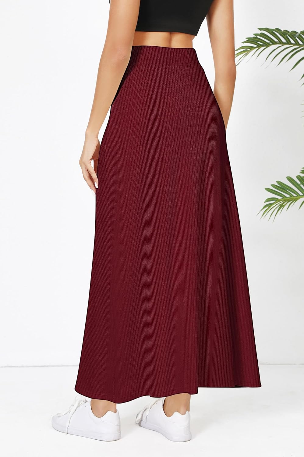 Urban CoCo Elastic Waist A-Line Long Maxi Skirt Below Knee for Women Fall Winter - Image 5