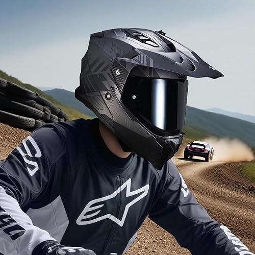 Miniatura 7 de VCOROS Casco de motocicleta de aventura VS-908 ATV Dirt Bike Off Road Motocross casco de cara completa para adultos aprobado por DOT