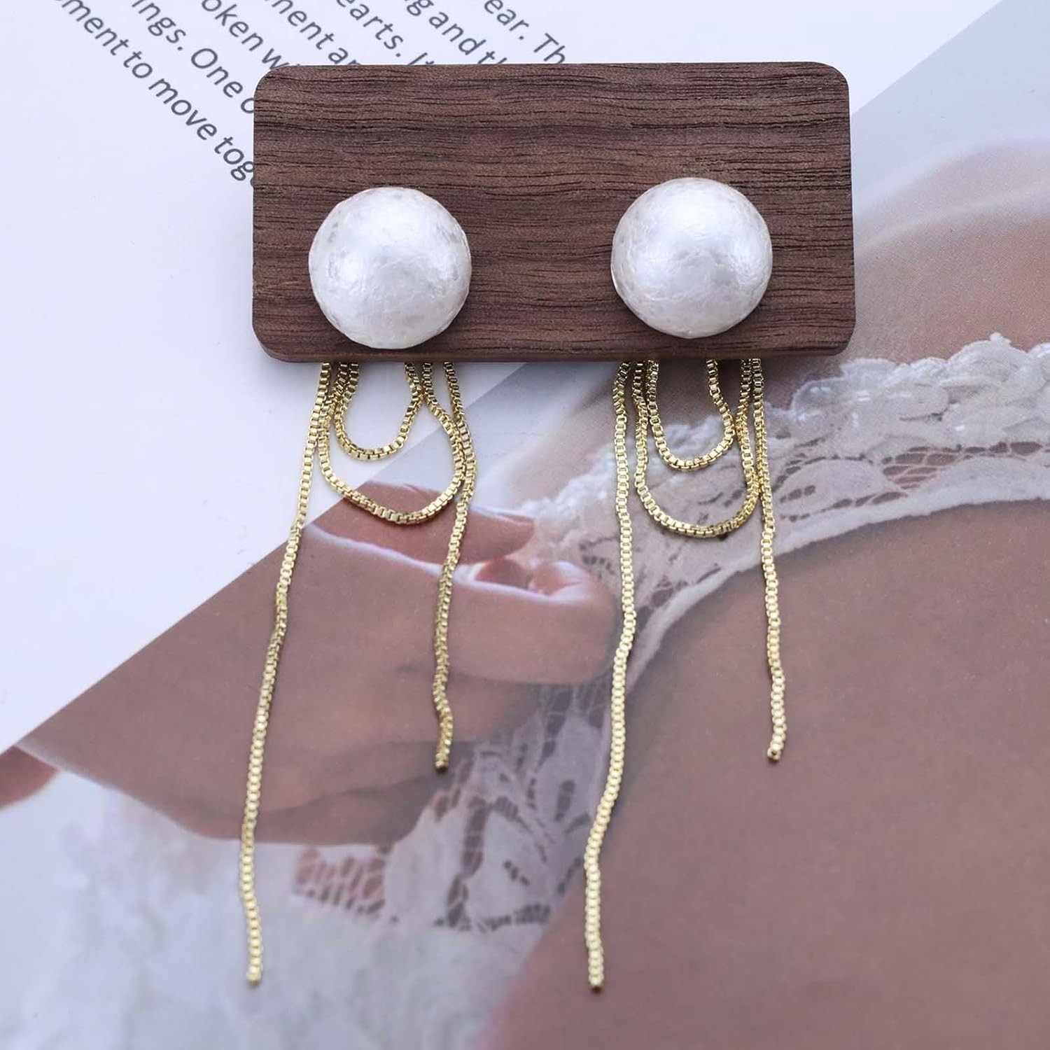 Bohemian Pearl Ear Jacket Earrings Gold Pearl Tassel Dangle Earrings Long Tassel Chain Drop Earrings Minimalist Pearl Tassel Earrings Jewelry for Women Gifts - Image 3