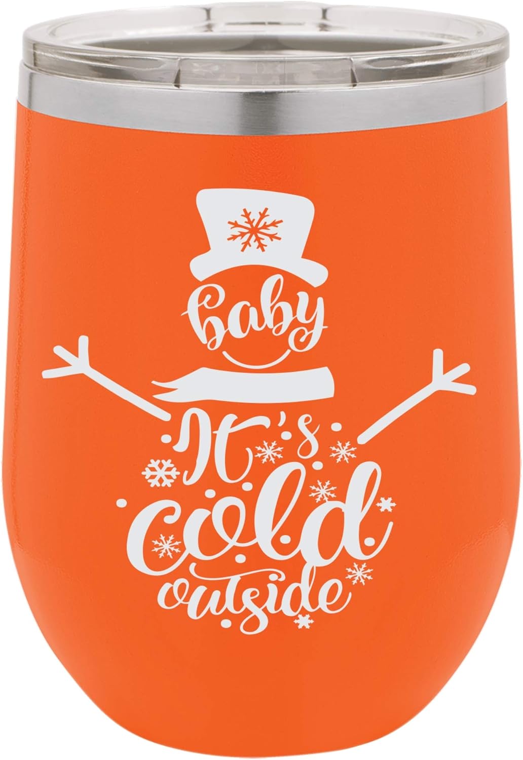 Baby It's Cold Outside Christmas Inspired Engraved Insulated Stainless Steel Wine Tumbler, 12 Oz., Fuschia