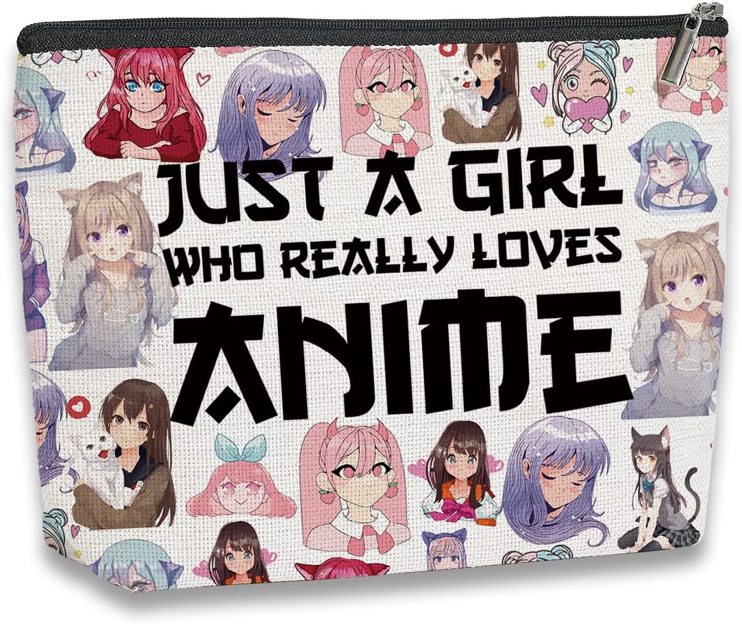 Product Review for Cosmetic Bag for Women, Waterproof Flax Material, Anime Lover Gifts for Girls, Travel Makeup Organizer Zipper Pouch, with the price of : $7.99,Based on the following description : Cosmetic bag size: 9.1″W x 7.1″H, Can store your cosmetics easily, such as makeup brushes, mascara, lipstick, wipes and so on. Smooth zipper in vantage appearance, tight to protect items in, it can ensure your items not easy to fall off. It's a perfect travel bags for Women,Color: It looks the same as in the picture, the graphics are printed in double-sided color, well made and the graphics were nice and colorful,Material: Waterproof material and linen, The zipper is smooth and easy to open or close. It is perfect for storing cosmetics, earphones, mobile phones, change, etc. and can easily be placed into a handbag, backpack, or suitcase. Suitable for daily outings or travel,Gifts: We also have different kinds of styles saying on the other bags, which are a perfect keepsake and a great choice for holiday gifts. For example, birthday, Christmas, Easter, Independence Day, Thanksgiving, Mother's Day, Grandparents' Day, Teacher Appreciation Week, Nurse Week, Graduation Season, Wedding, Bachelor Party, etc.,After-sales Service: We are committed to providing customers with a satisfactory experience. If any part of your received item is less than perfect, please contact us via email; we will do our best to solve the problem in time, and and average Review : 4.5 out of 5, and the following summary of users reviews: Customers like the design and gift value of the cosmetic case. They mention it's sturdy, cute, and the images are a part of the material, so there's no risk of them peeling. AI-generated from the text of customer reviews