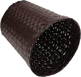 KOMBIUDA Round Bamboo Flower Basket Shopping Basket Kitchen Paper Garbage can Natural containers for Food Seagrass Trash Basket Woven Trash can Trash can Large Wicker Basket