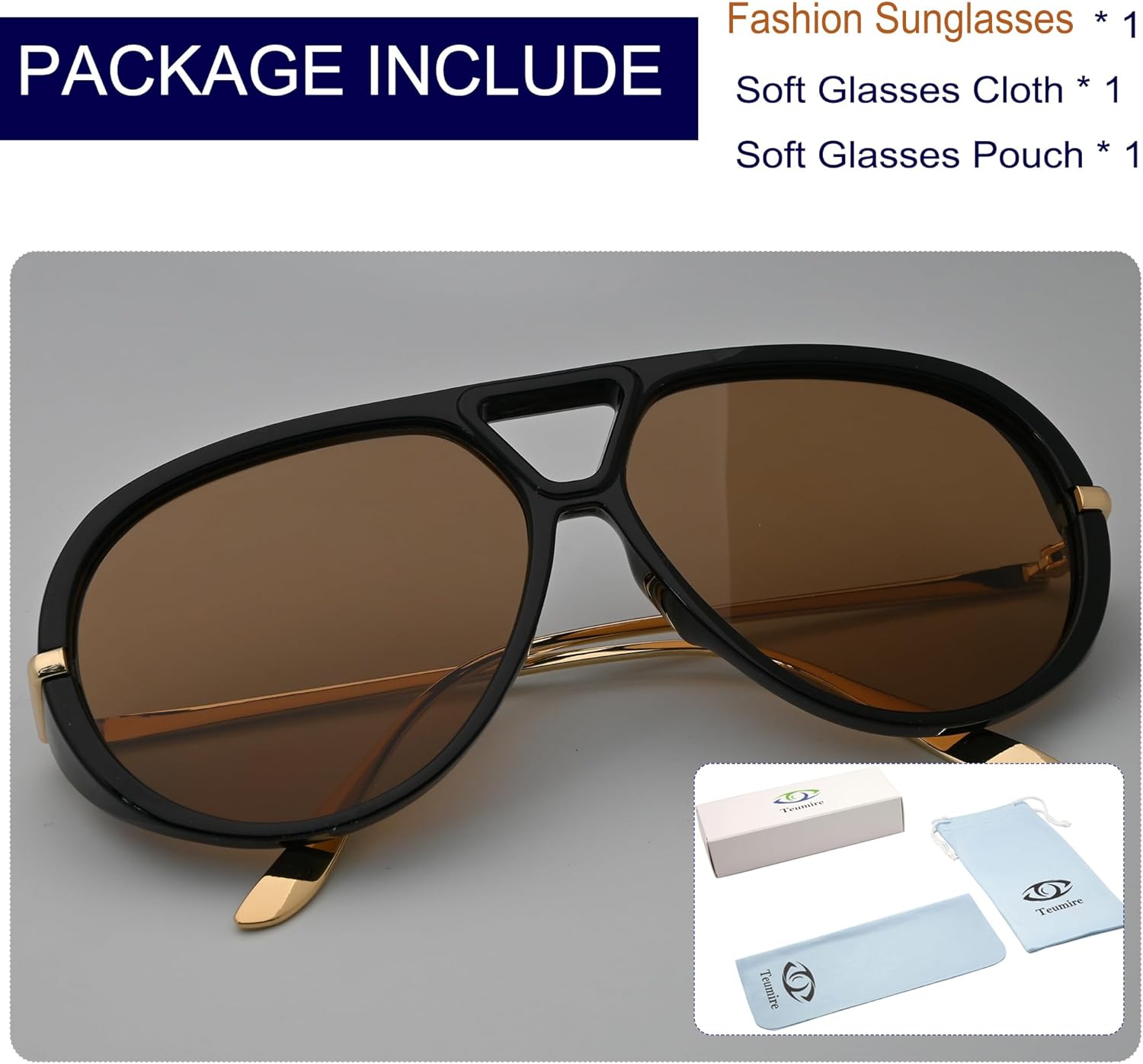 Trendy Oversized Aviator Sunglasses for Women Men Retro Big Large Shield Sun Glasses Vintage Shades - Image 7