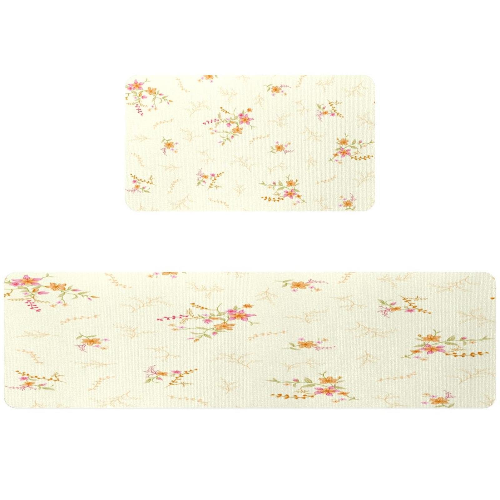 Alfombrillas de cocina antideslizantes y absorbentes lavables con estampado de hojas VAPOKF