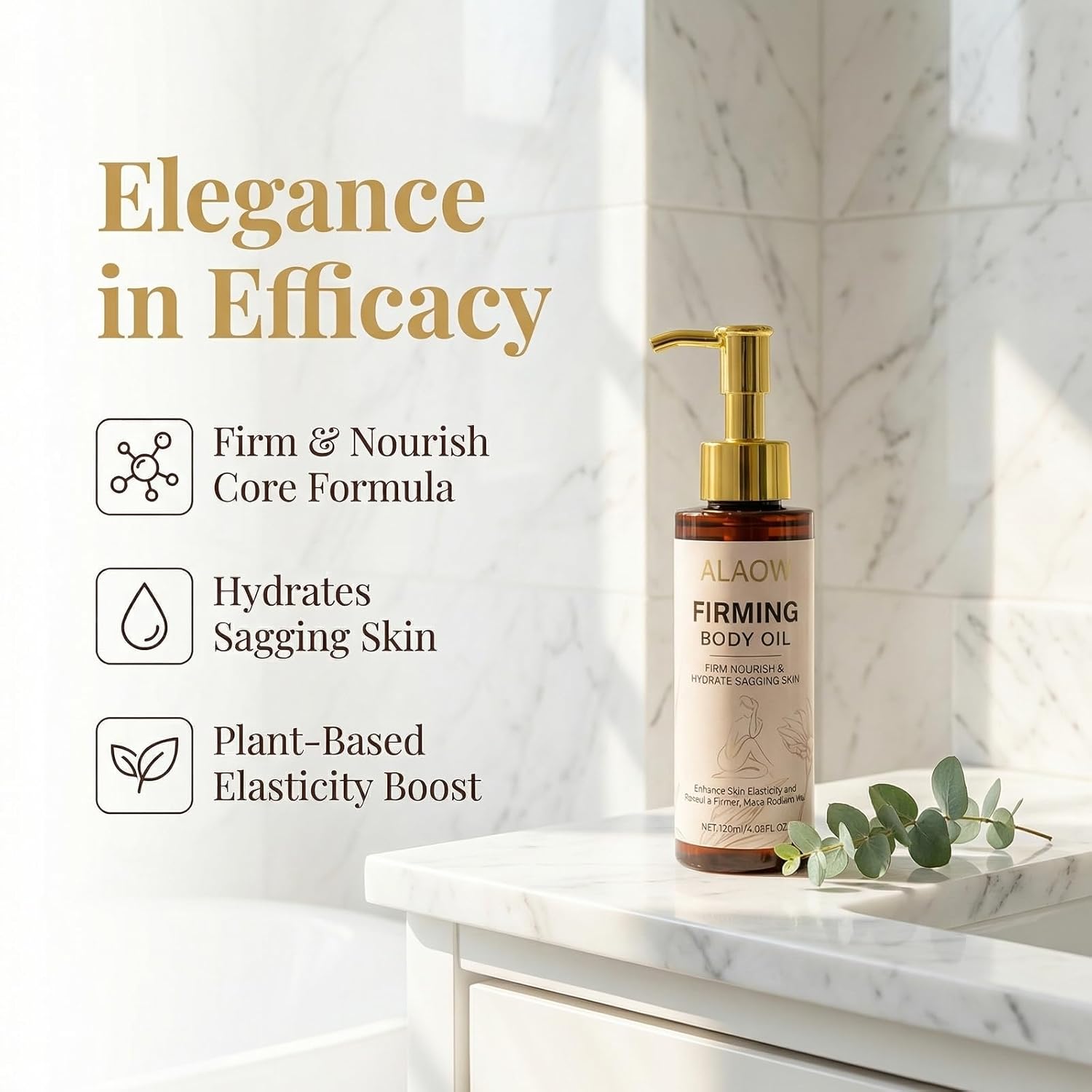 Firming Body Oil with Rose Oil & Squalane Tightening, Lifting & Anti-Cellulite Treatment for Arms, Stomach & Thighs Infused with Sodium Hyaluronate, Argan & Coffee Oil for Deep Hydration-4.06 FL OZ