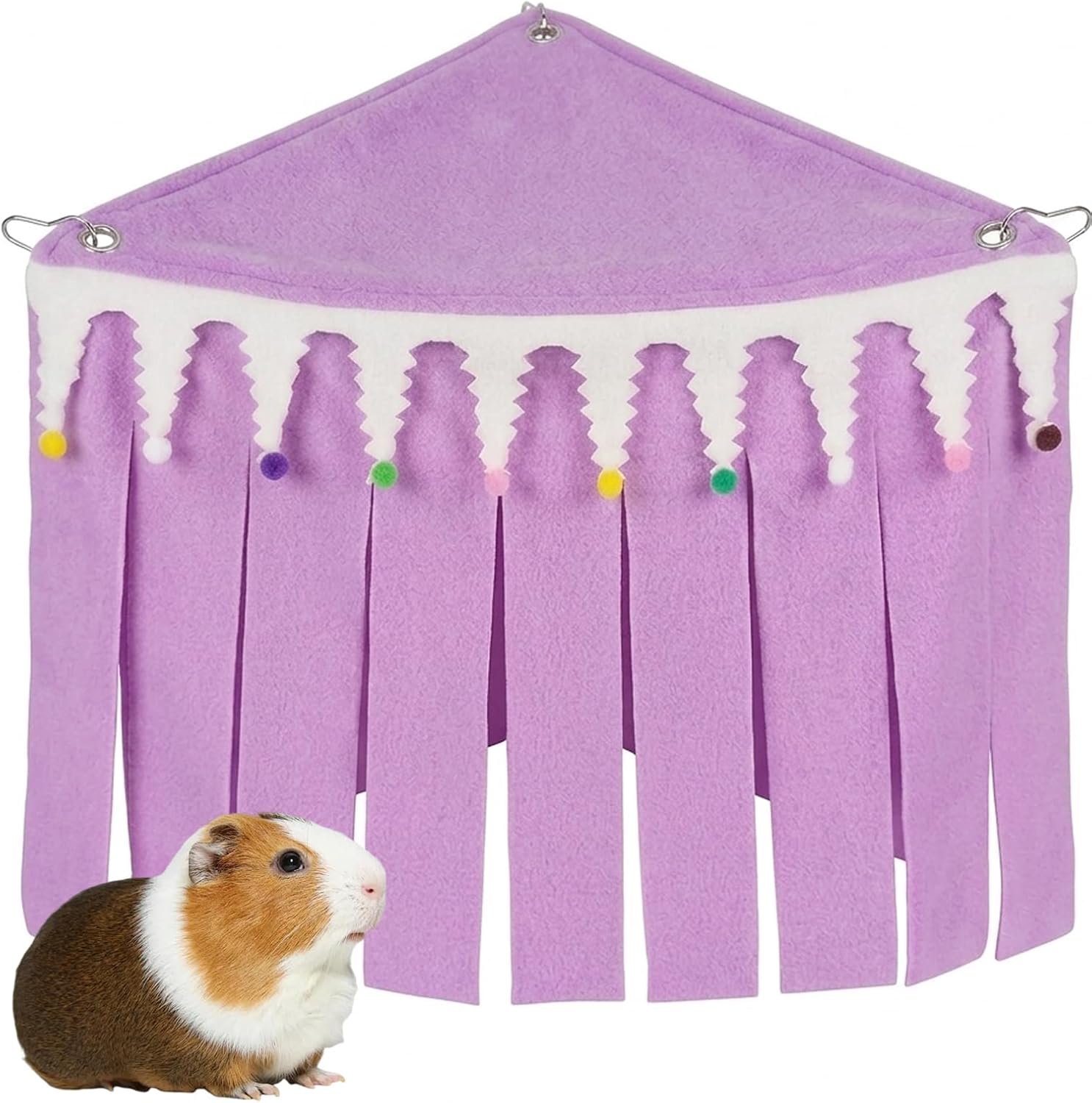 Guinea Pig Hides, Guinea Pig Corner Hideout for Small Pets, Soft Flannel Tent with Metal Hooks, Cage Accessories for Guinea Pigs Hamsters Chinchillas, 15.5 x 12.5 x 12.5 Inches