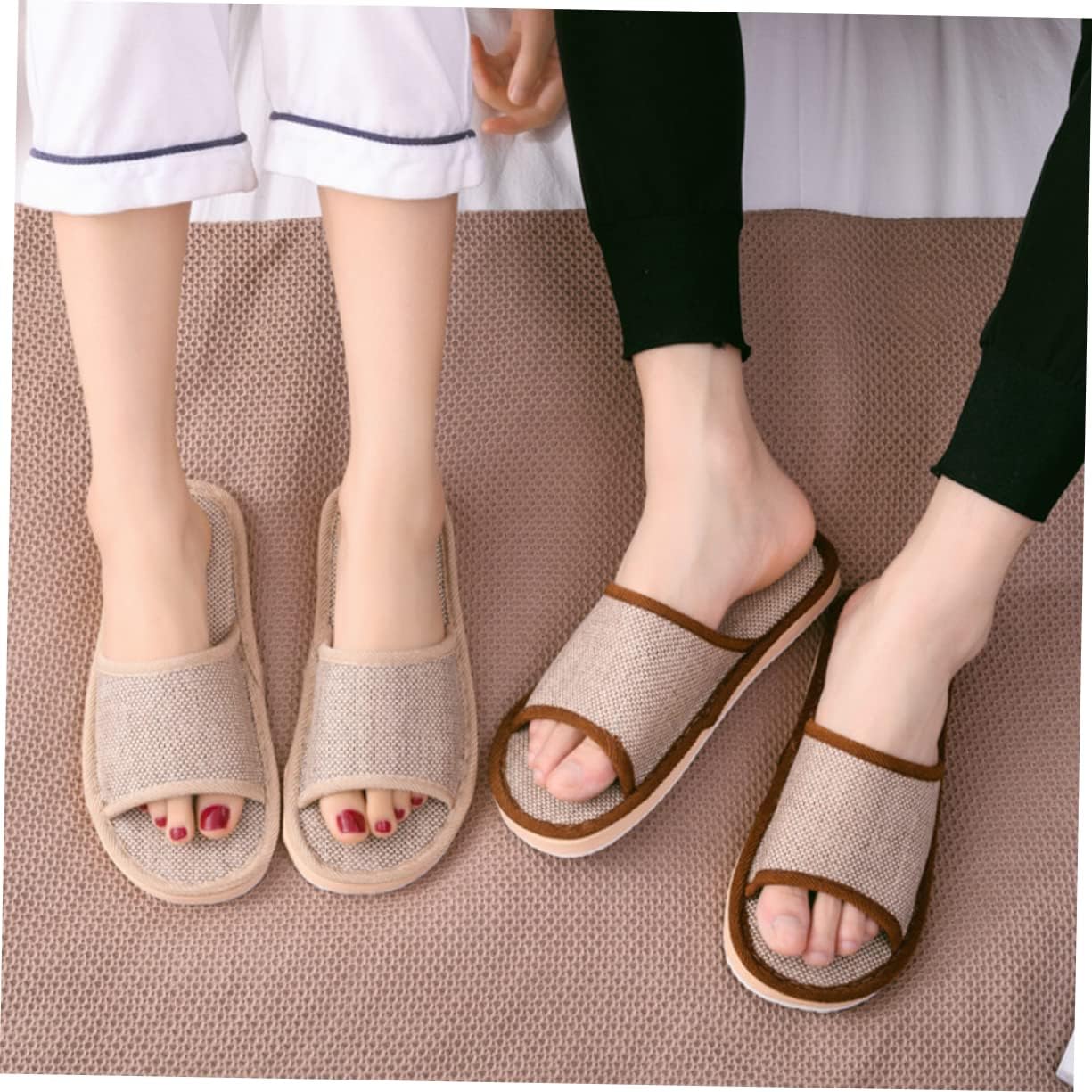 TEHAUX 2 Pair Soft Slippers Women's Breathable Moccasin Slippers for House Travel