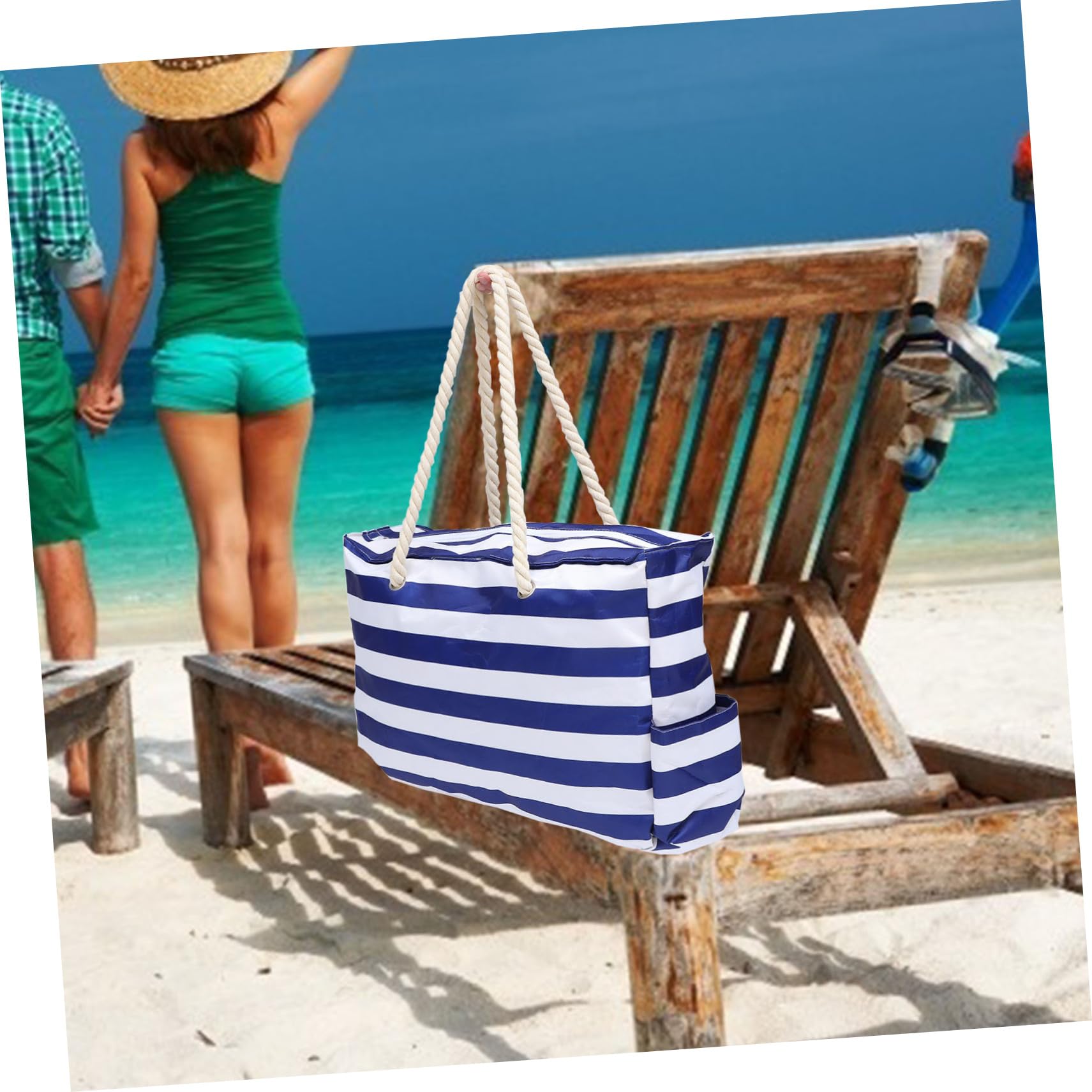 OUNONA Sac de Plage Étanche Toile Pochette Imperméable pour Activités de Plein Air Grand Sac Fourre-tout pour Plage et Piscine Bleu