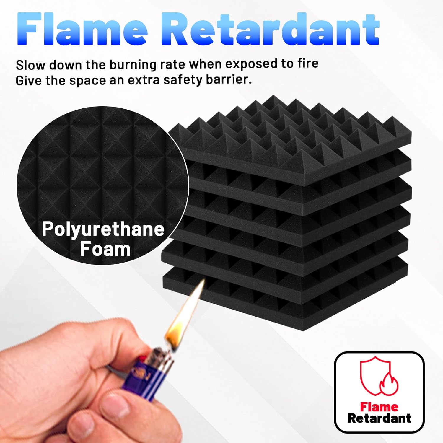 Focusound 36 Pack Pyramid Acoustic Foam Panels, 12" X 12" X 2" Sound Foam Panels With Self-Adhesive, High Density Noise Reduction Soundproofing Panels for Office Studio Game Room(Black)