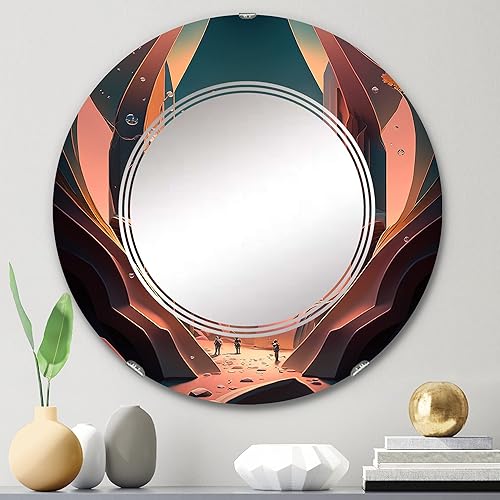 Miniatura 2 de DesignQ Architectural Futuristic Building I- Vanity Mirror, Bathroom Mirrors, Wall Mirrors for Living Room, Bedroom - Oval Mirror - Large 20'x30',