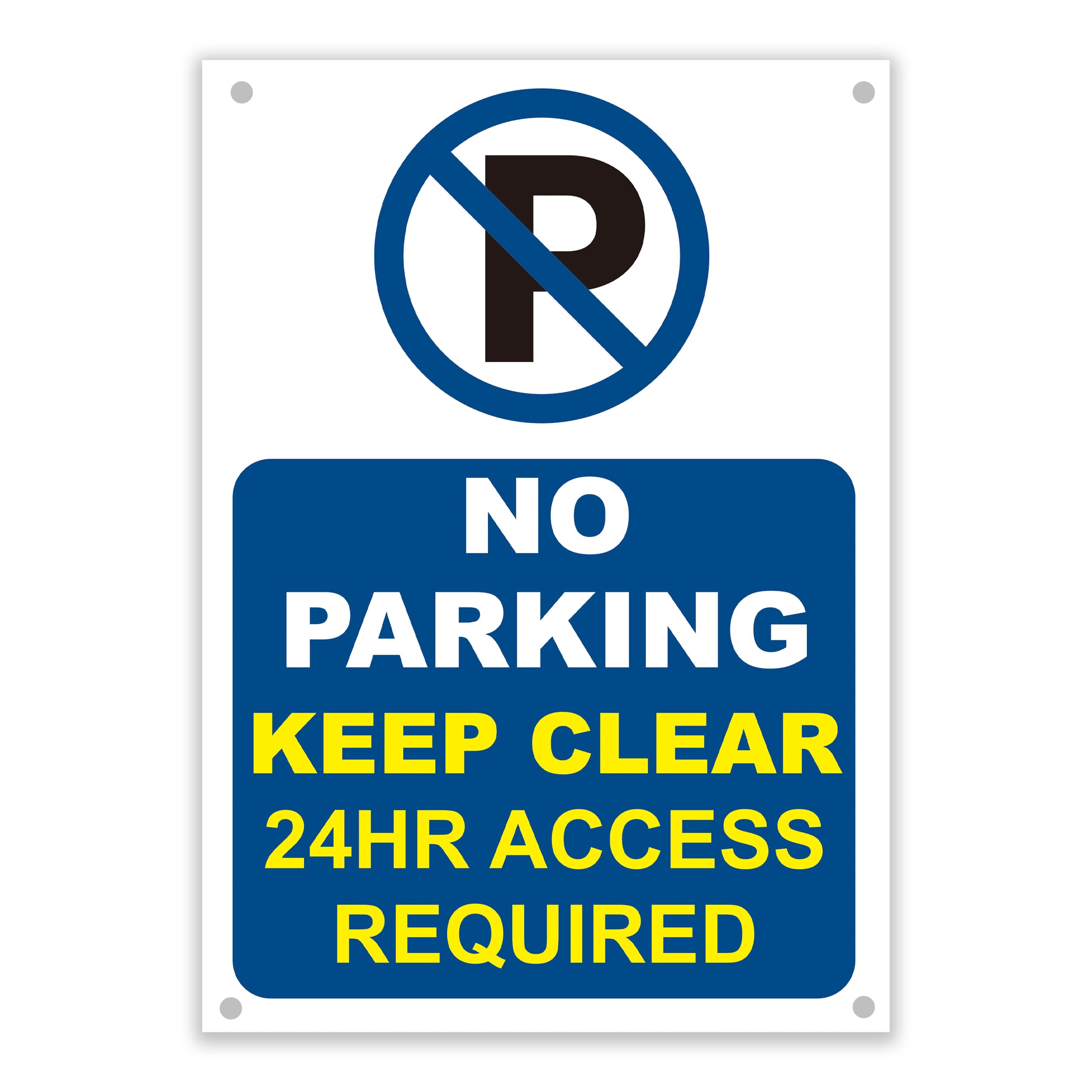 LP Lifestyle No Parking Sign – Keep Clear 24 Hour Access Required, Durable Weatherproof Outdoor Warning Sign for Driveway, Garage, or Business Premises No.002 (Blue, A5 (148mm x 210mm) – Holes)