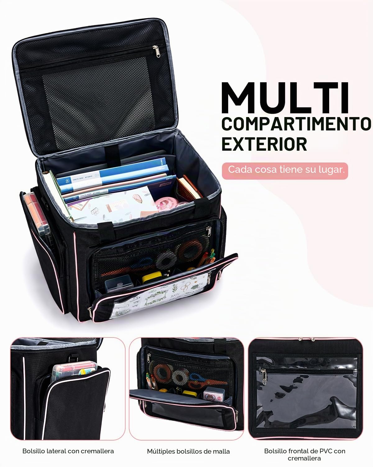 Amythe Bolsa de Mano con 5 Ruedas para Profesores, Maletín para Portátil con Compartimento para Portátiles para Trabajo Oficina, Negro