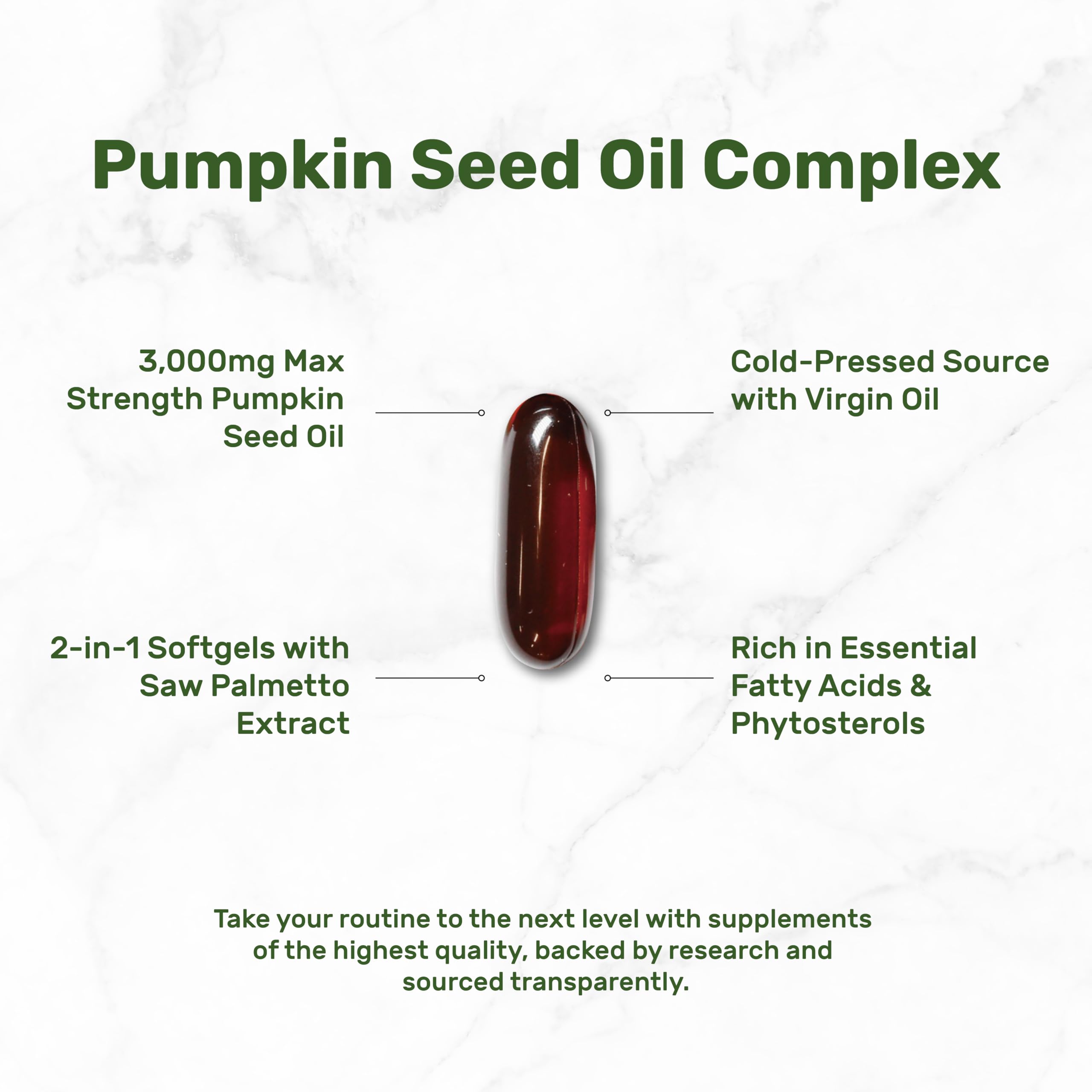 Pumpkin Seed Oil 3,000mg with Saw Palmetto, 240 Softgels – Cold Pressed Extract with Virgin Oil – Supports Prostate Health & Normal Urinary Frequency – DHT Blocker for Hair Growth – Non-GMO — Amazon image 3