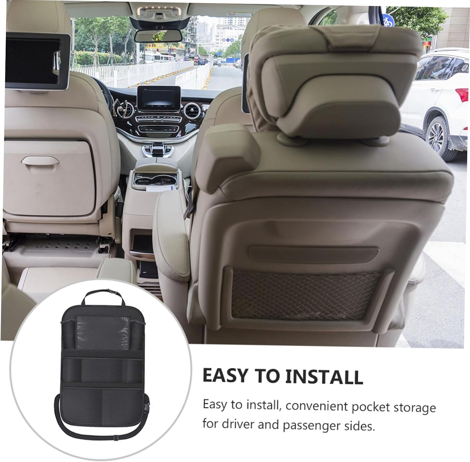 ULTECHNOVO Car Seat Storage Bag with Dual Mesh Pockets Easy to Install Backseat Organizer for Boy Girl Portable Car Seatback Hanging Pouch Practical Auto Accessories for Trips
