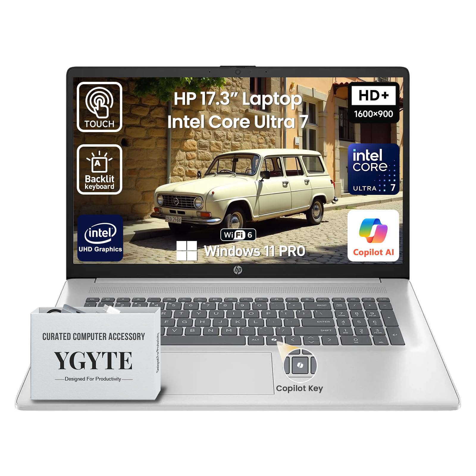 HP 2026 17 Inch Laptop Touchscreen Computer, 17.3 HD+ IPS Touch Screen Business Laptop AI PC, 15th Gen Intel Core Ultra 7(12-Core), 32GB DDR5 RAM 1TB SSD|Windows 11 Pro, 10-Key Backlit Keyboard|WiFi6