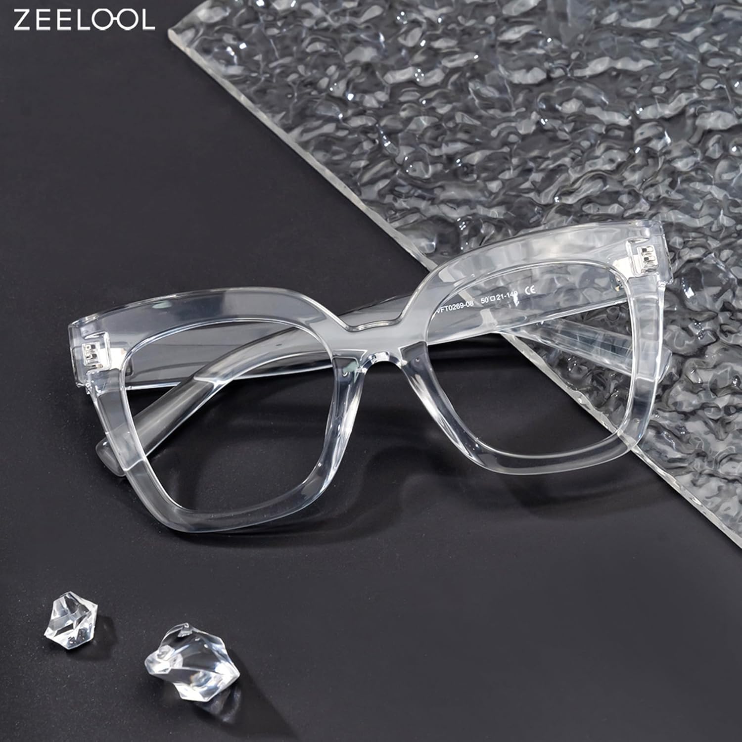 Zeelool Trendy Rectangle Blue Light Blocking Glasses for Women TR90 Eyewear Malcolm VFT0269 (VFT0269-08 Crystal, Non-prescription Clear Lens) - Image 4