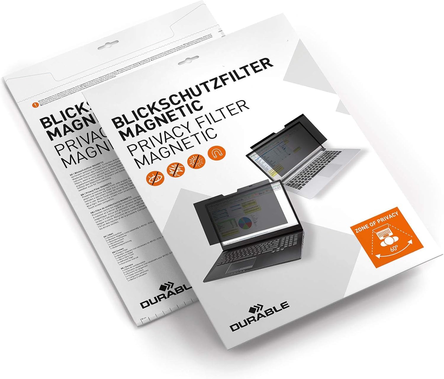 Durable 514357 filtro magnético de privacidad para pantallas de 13,3 pulgadas, incluye bolsa y paño de limpieza, antracita