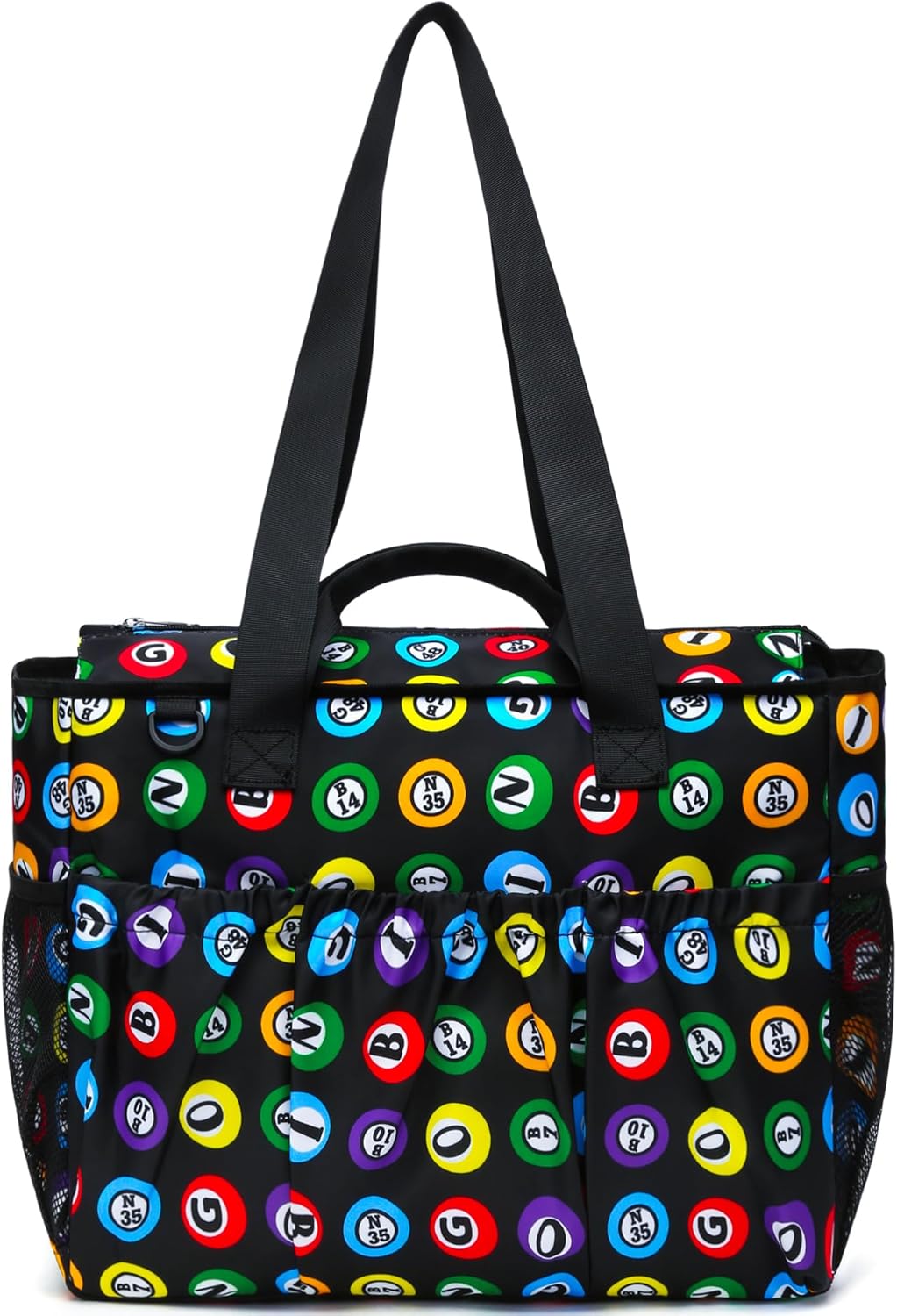 Bingo Tote Bag with Pockets for Daubers and Accessories Black/Green