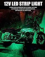 Vista 7 de Tira de luz LED de 12V 32CM Impermeable Tiras de luz LED verde para coches, motocicletas, carrito de golf, interior y exterior, barco marino 12V