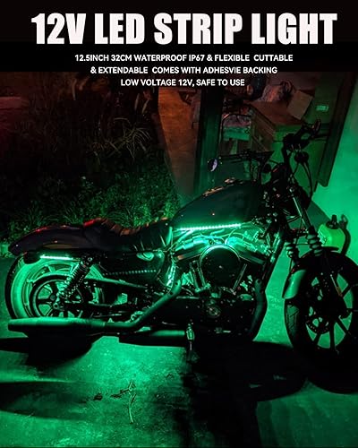 Miniatura 7 de Tira de luces LED de 12 V, 12 V, 4.7 in, impermeable, verde, tira de luces LED para automóviles, motocicletas, carrito de golf, interior y exterior,