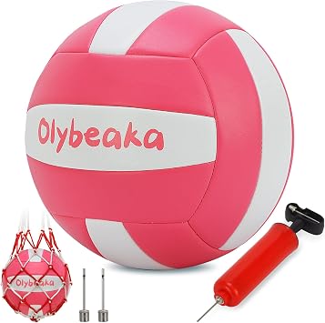 Official Size 5 PU Volleyball with Soft Touch for Indoor Outdoor, Waterproof & Durable Volleyball for Beach Park Games Gym Practice with Pump and Heavy Duty Mesh Bag