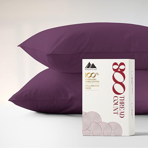 Miniatura 10 de Mayfair Linen - Fundas de almohada de algodón egipcio de 800 hilos, 100% algodón puro natural, 100% algodón, para dormir, suave y sedoso tejido de