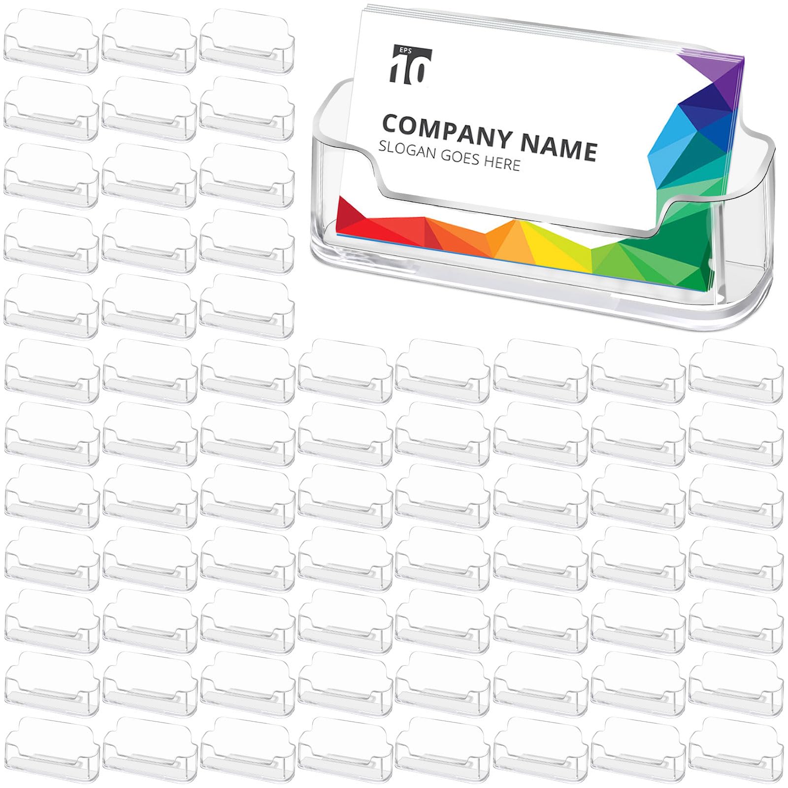 Confezione da 100 porta biglietti da visita in plastica acrilica, supporto trasparente per biglietti da visita, per casa, ufficio, mostre, tavolo, per 30-50 biglietti da visita (confezione da 100)